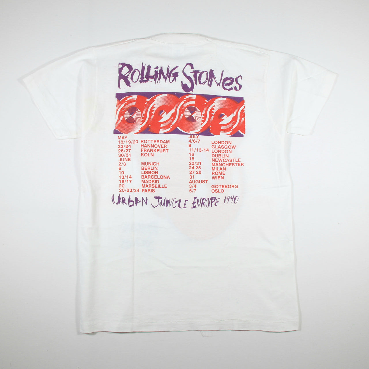 Rolling Stones - Urban Jungle Europe Tour 1990 Vintage Band Shirt - L