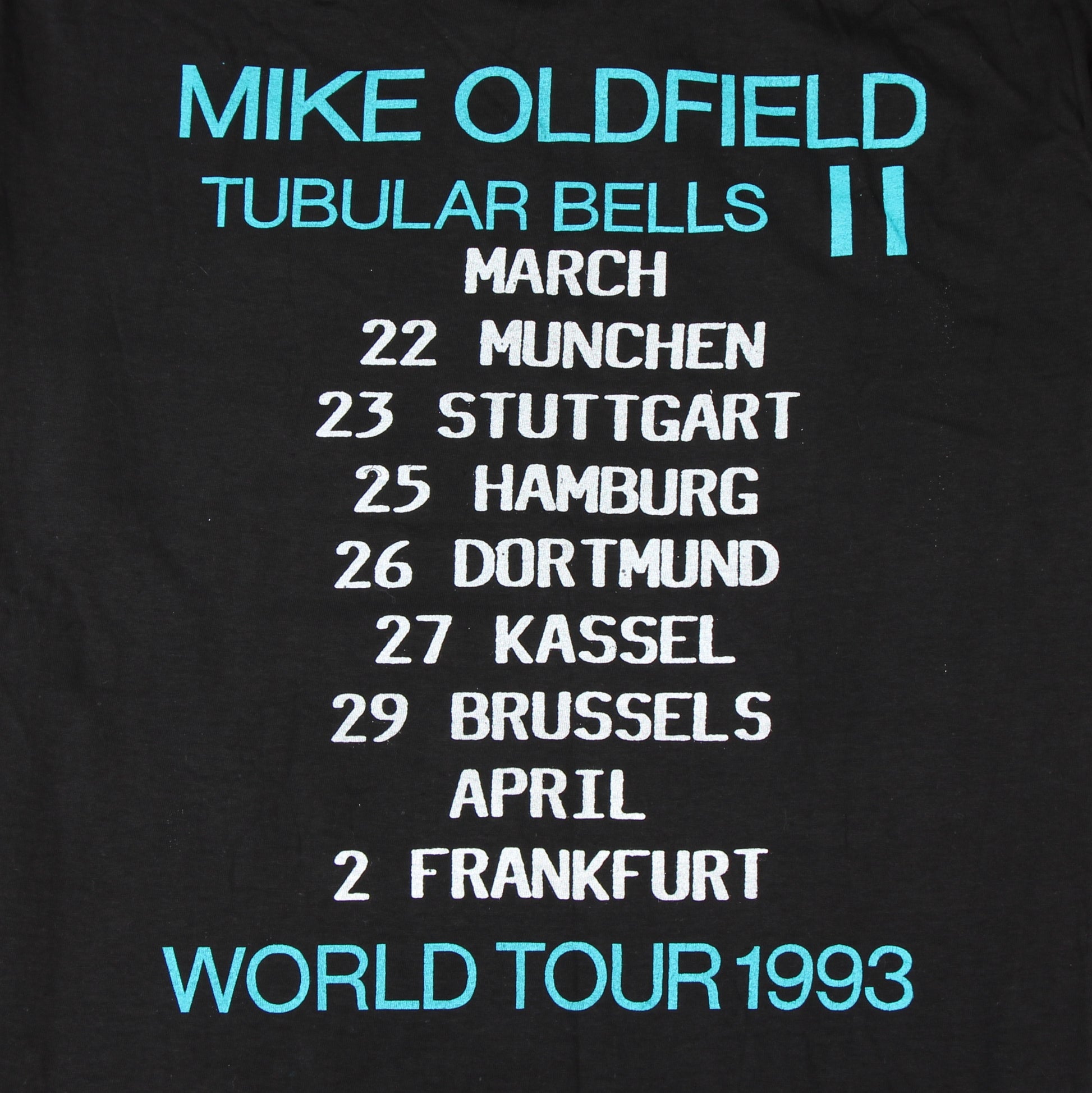 mike oldfield tubular bells ii world tour 1993 vintage shirt xl